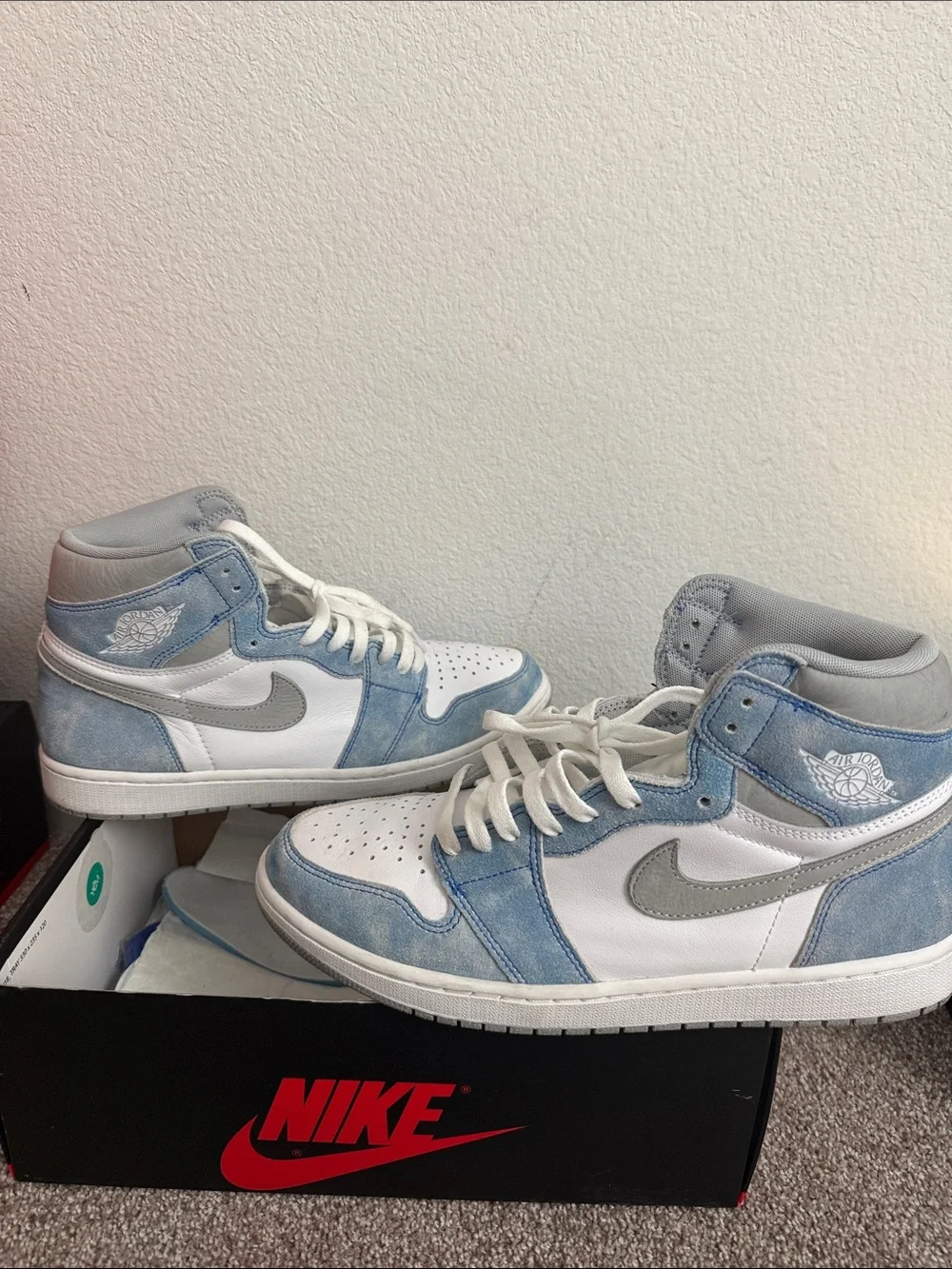Nike Air Jordan 1 Mid White & Light Blue Suede Sneakers